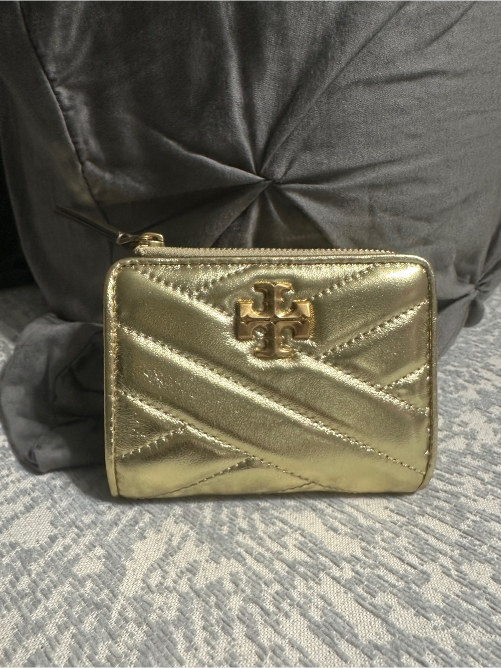 Tory Burch Kira Chevron Metallic BiFold Wallet